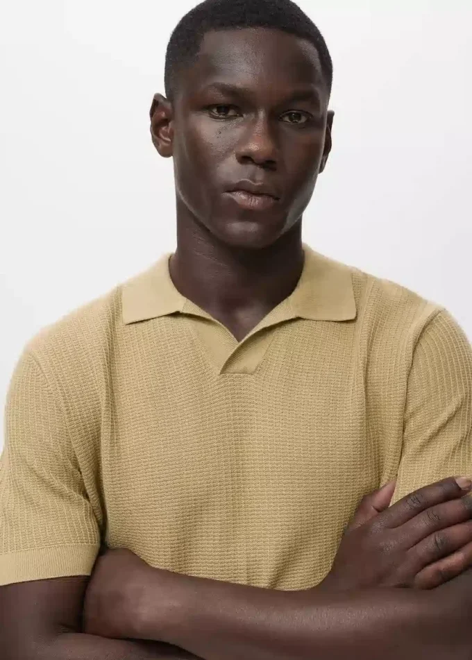 Polo in maglia di cotone strutturata Polo in maglia di cotone strutturata