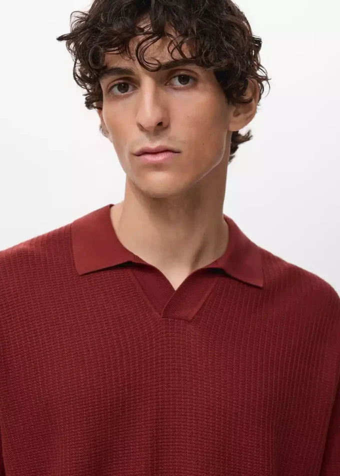 Polo in maglia di cotone strutturata Polo in maglia di cotone strutturata