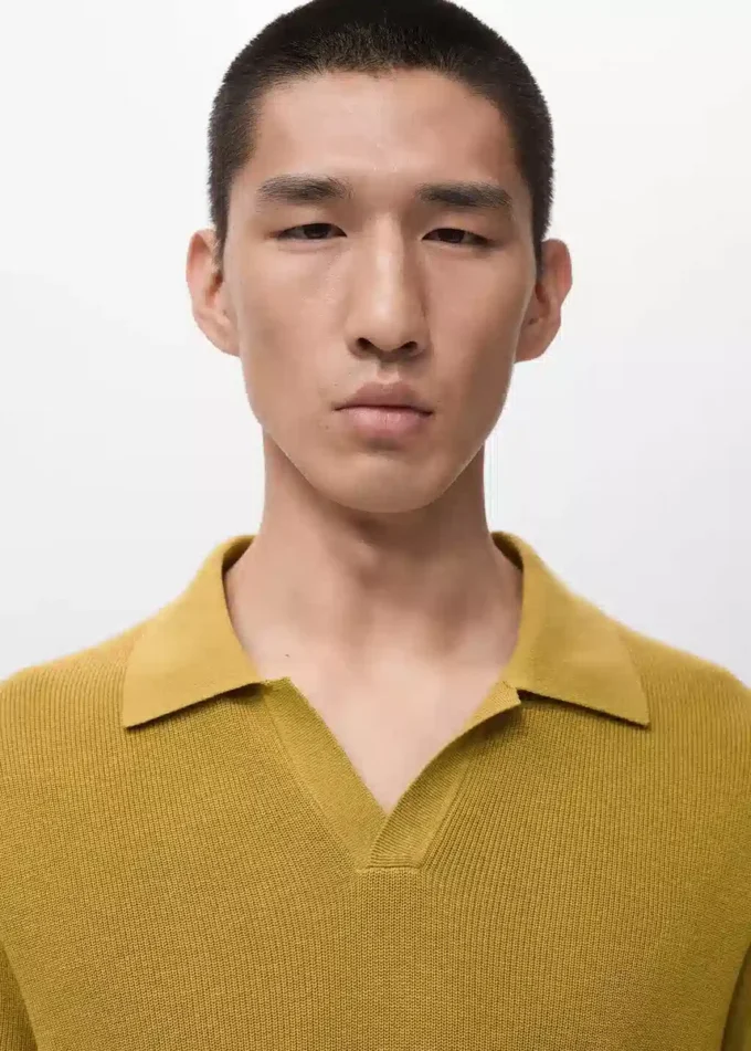 Polo in maglia di cotone strutturata Polo in maglia di cotone strutturata