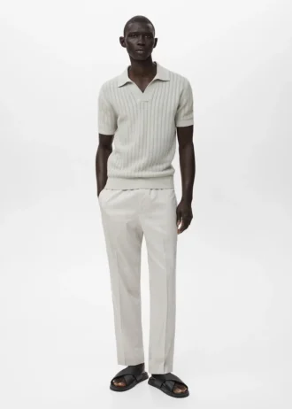 Polo in maglia fine a spina di pesce