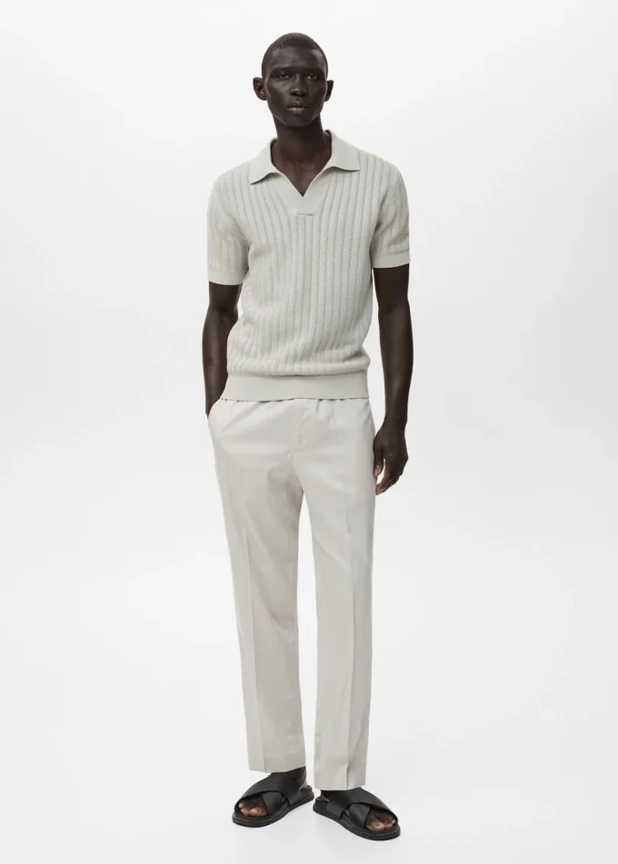 Polo in maglia fine a spina di pesce Polo in maglia fine a spina di pesce