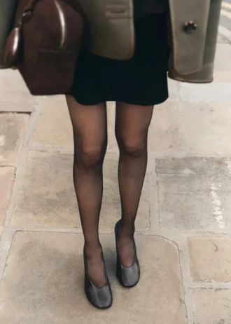 Scarpe con tacco alto in pelle a punta tonda