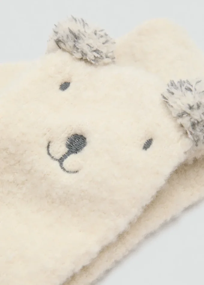 Sciarpa lavorata a maglia con orsacchiotti