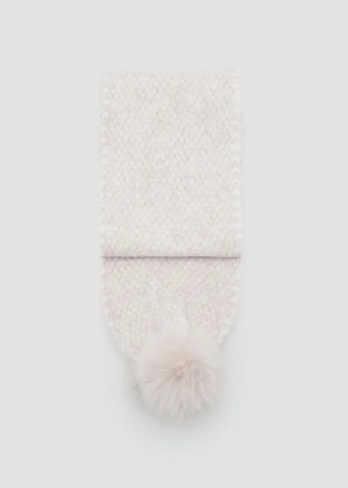 Sciarpa lavorata a maglia con pompon