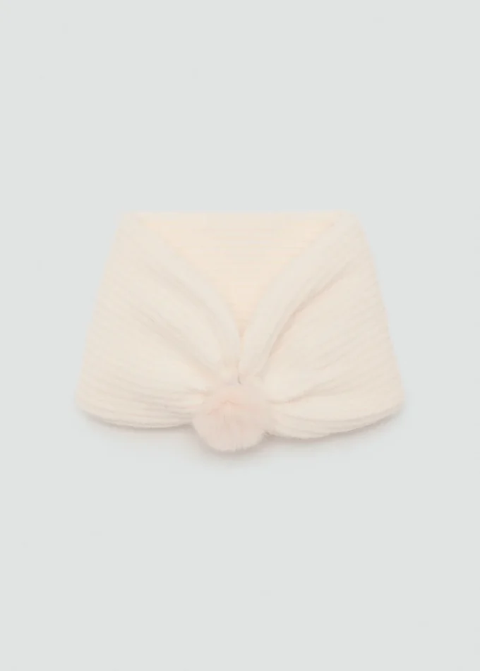 Sciarpa lavorata a maglia con pompon