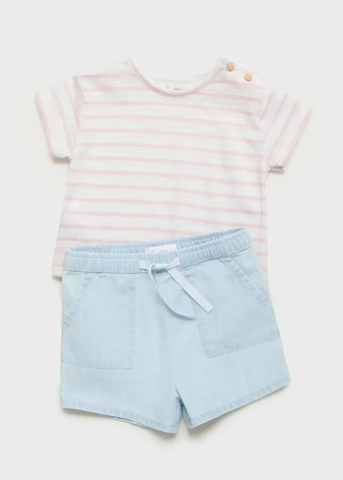 Shorts in cotone effetto denim