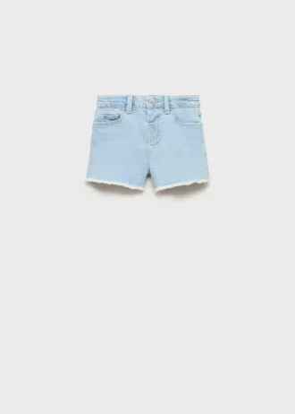 Shorts in denim con orlo sfrangiato
