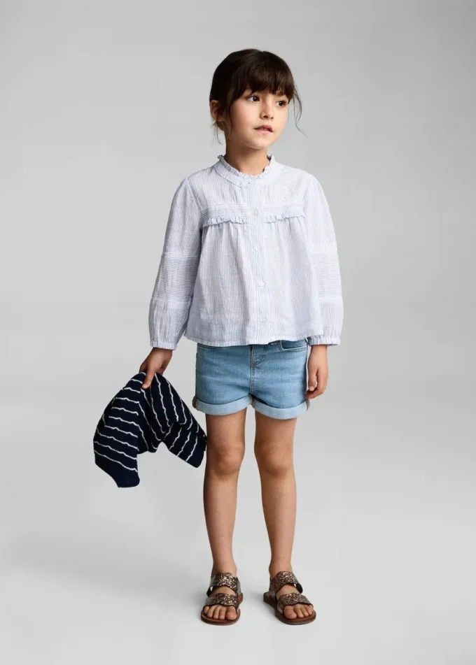 Shorts in denim con risvolto