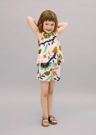 Shorts in lino ricamati