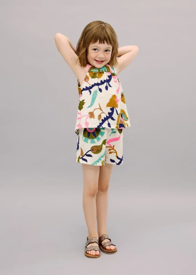 Shorts in lino ricamati