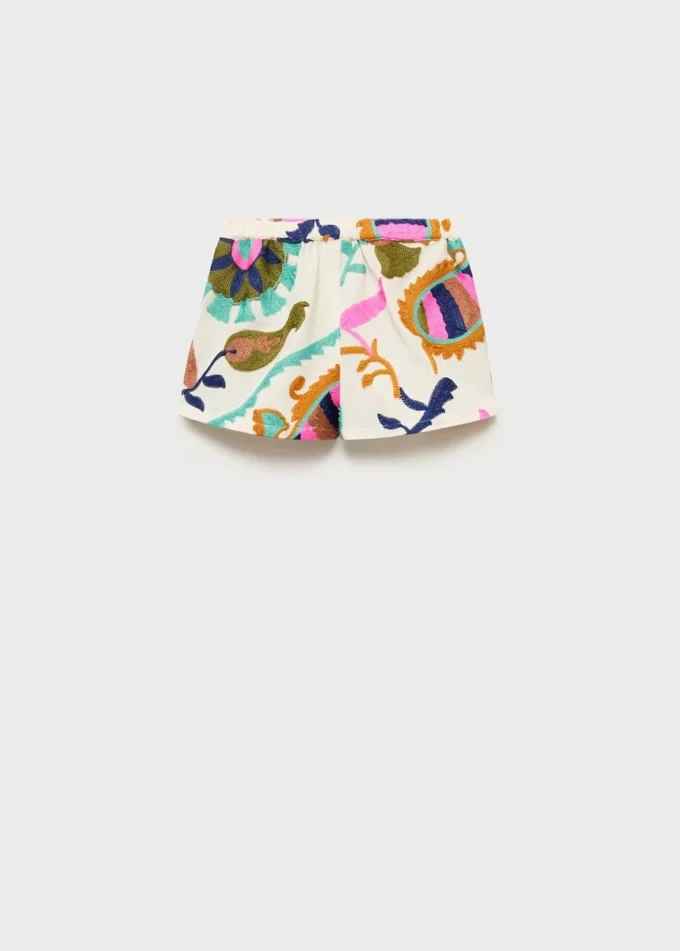 Shorts in lino ricamati