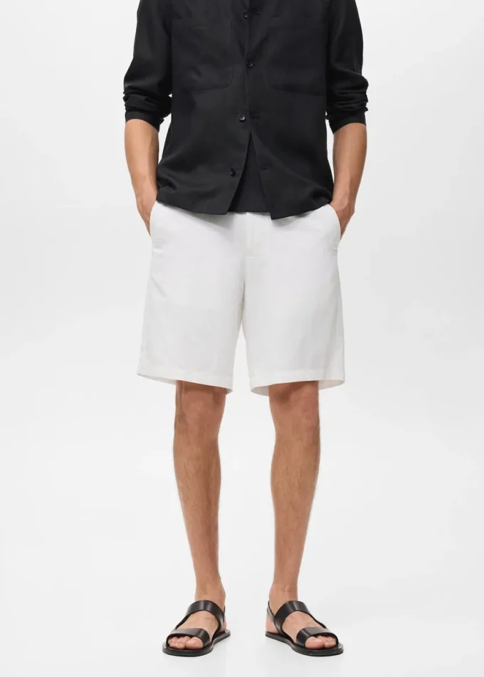 Shorts in misto lino con elastico in vita Shorts in misto lino con elastico in vita