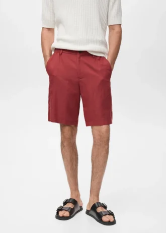 Shorts in misto lino con elastico in vita