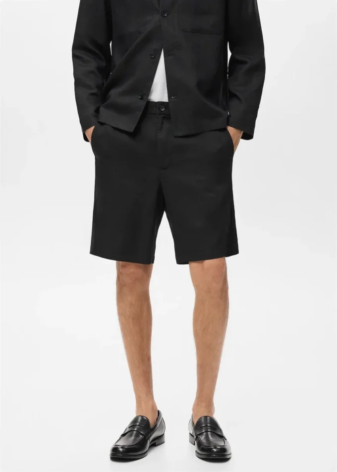 Shorts in misto lino con elastico in vita Shorts in misto lino con elastico in vita