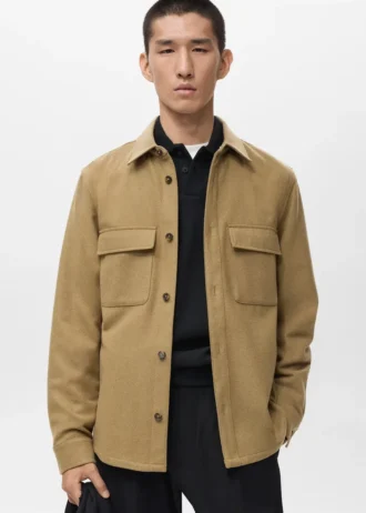 Sopracamicia in lana con tasche