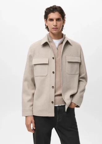 Sopracamicia in lana con tasche