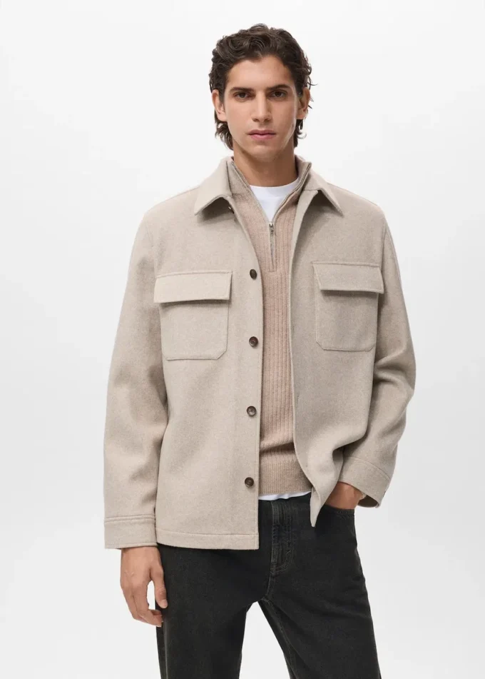 Sopracamicia in lana con tasche Sopracamicia in lana con tasche