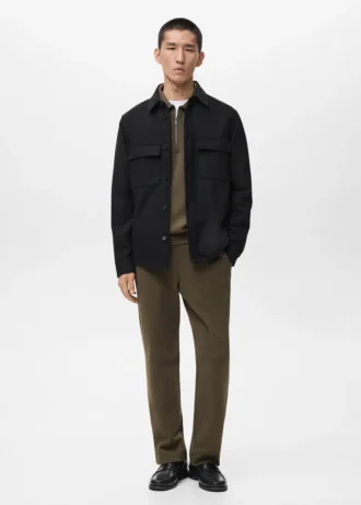 Sopracamicia in lana con tasche