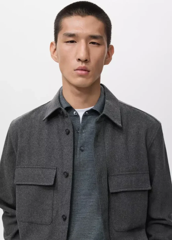 Sopracamicia in lana con tasche Sopracamicia in lana con tasche