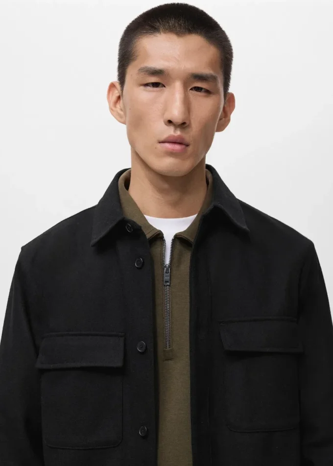 Sopracamicia in lana con tasche Sopracamicia in lana con tasche