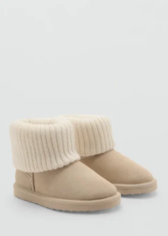 Stivaletti in pelle con dettagli in maglia