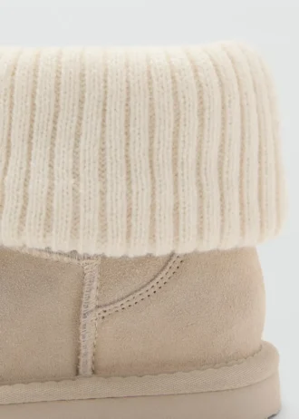 Stivaletti in pelle con dettagli in maglia