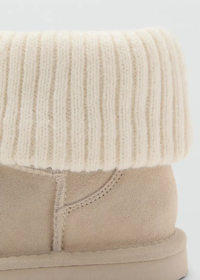 Stivaletti in pelle con dettagli in maglia