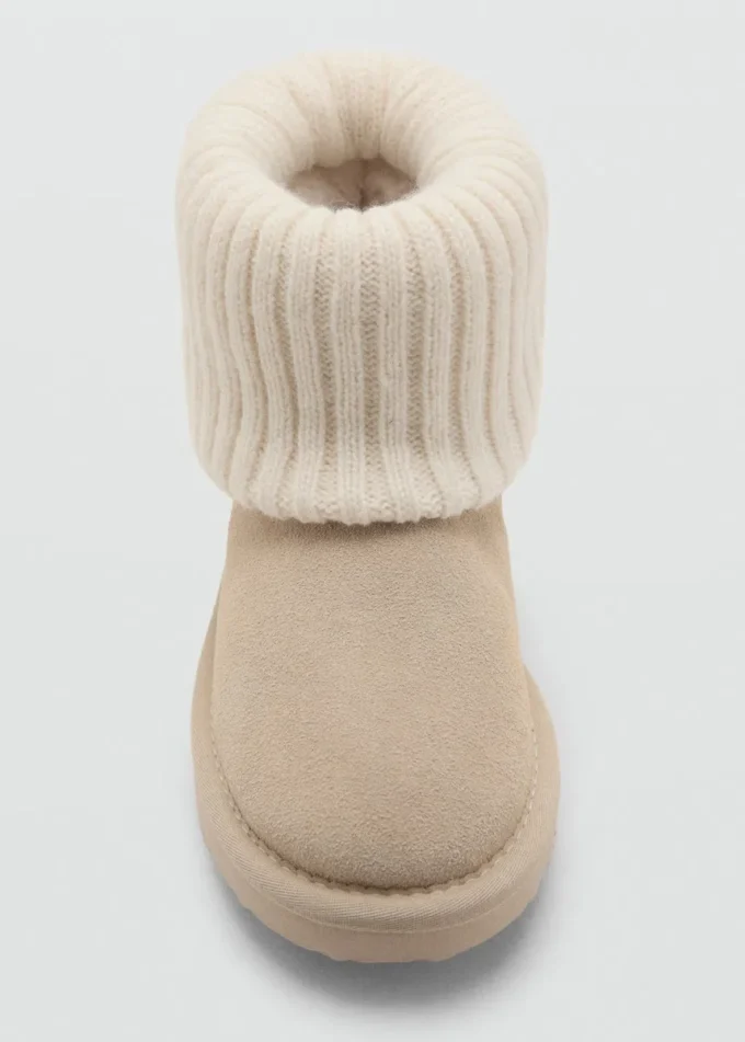 Stivaletti in pelle con dettagli in maglia