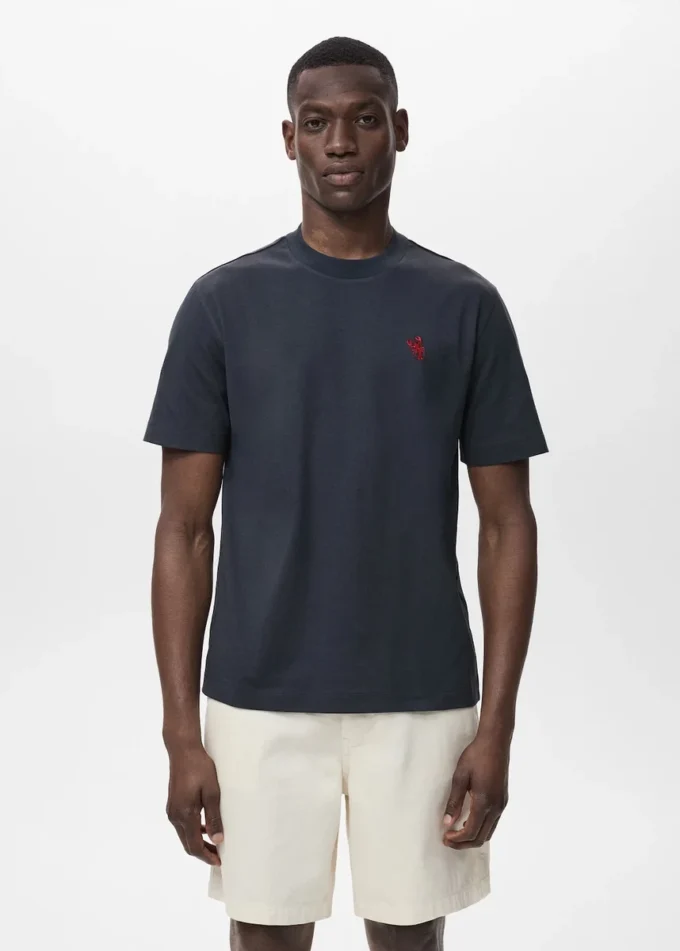 T-shirt 100% cotone con dettaglio ricamato T-shirt 100% cotone con dettaglio ricamato