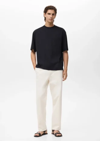 T-shirt 100% cotone vestibilità boxy tasca