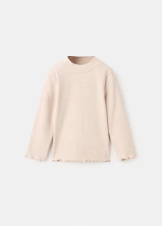 T-shirt a collo alto a costine