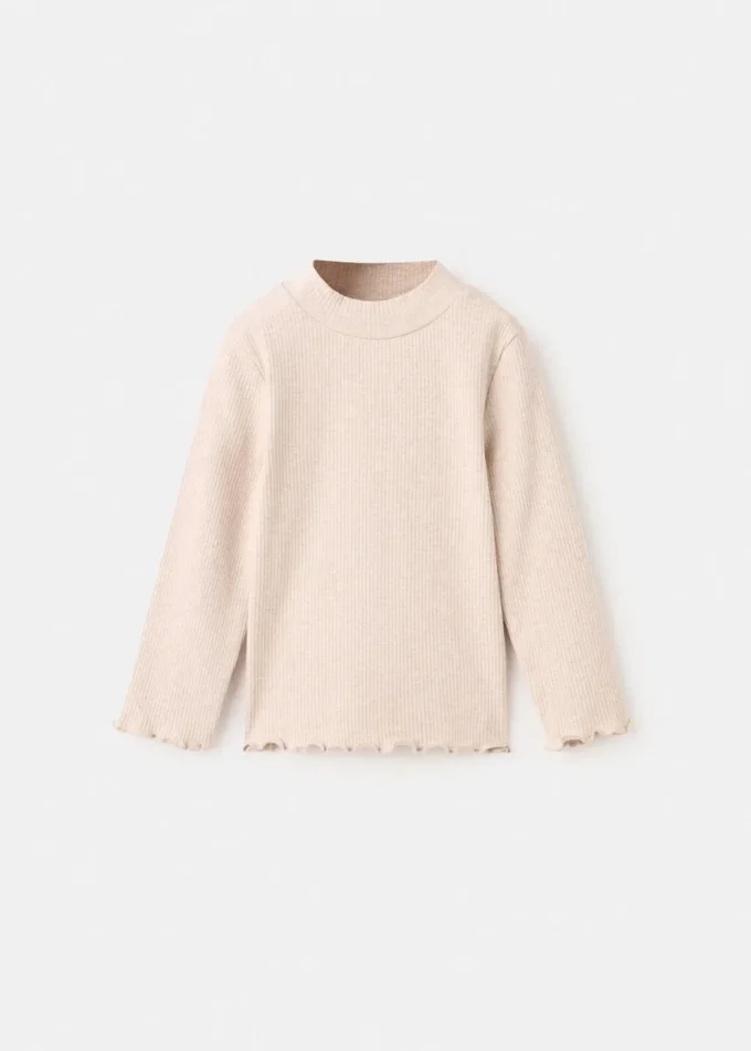 T-shirt a collo alto a costine T-shirt a collo alto a costine