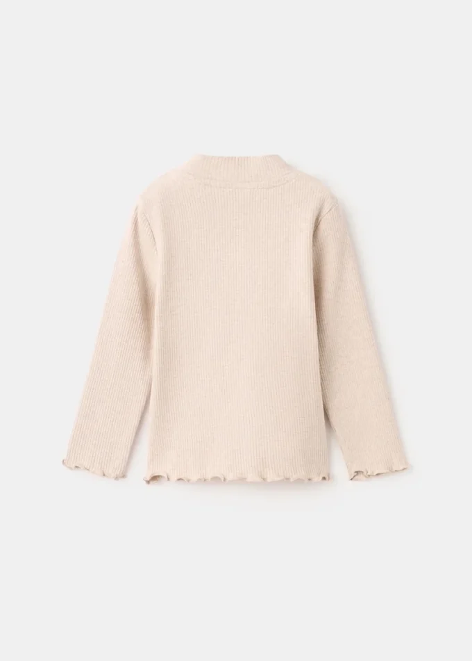 T-shirt a collo alto a costine T-shirt a collo alto a costine