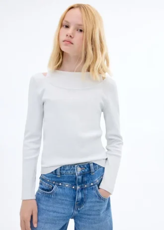 T-shirt a costine con cut-out