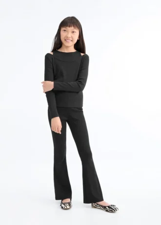 T-shirt a costine con cut-out