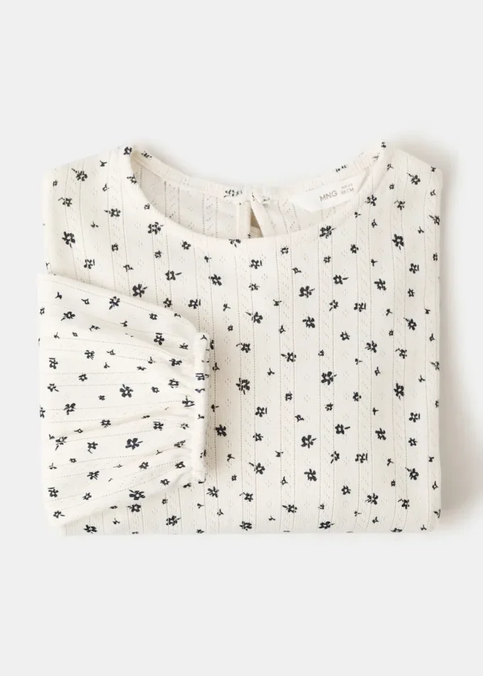 T-shirt a costine con motivo floreale T-shirt a costine con motivo floreale