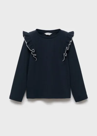 T-shirt a costine con volant