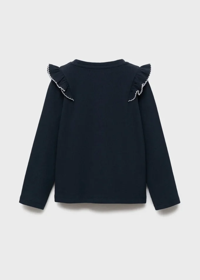 T-shirt a costine con volant