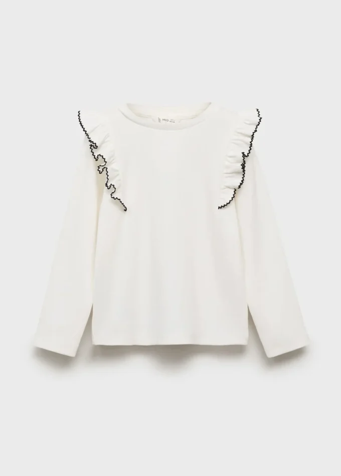 T-shirt a costine con volant