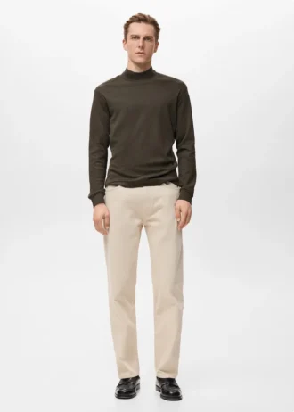 T-shirt a maniche lunghe con collo alla coreana