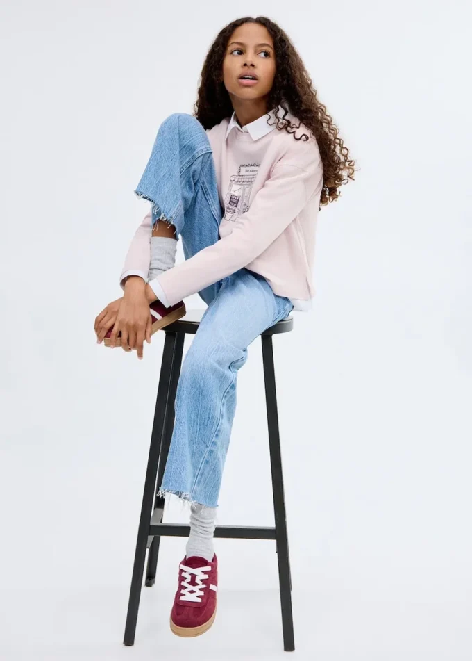 T-shirt a maniche lunghe stampata MANGO USA