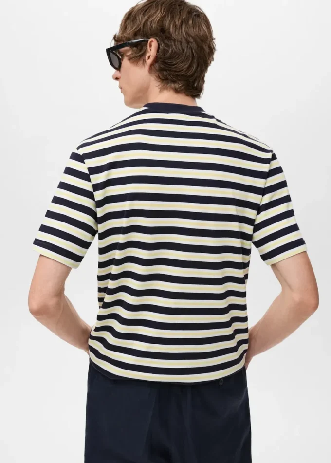 T-shirt a righe 100% cotone, vestibilità regolare T-shirt a righe 100% cotone, vestibilità regolare