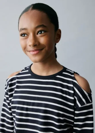 T-shirt a righe con cut-out