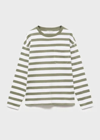 T-shirt a righe con taschino sul petto T-shirt a righe con taschino sul petto