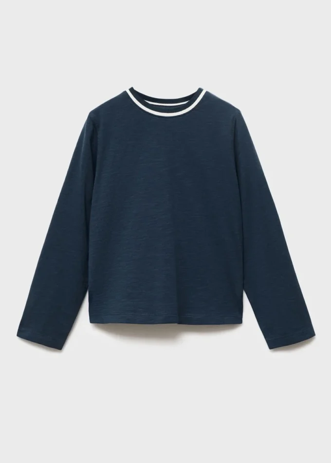 T-shirt con collo a contrasto T-shirt con collo a contrasto