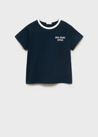 T-shirt con collo ricamato a contrasto