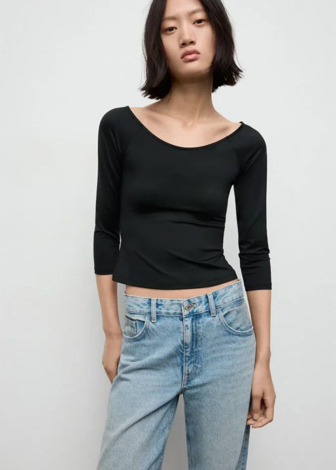 T-shirt con maniche a tre quarti