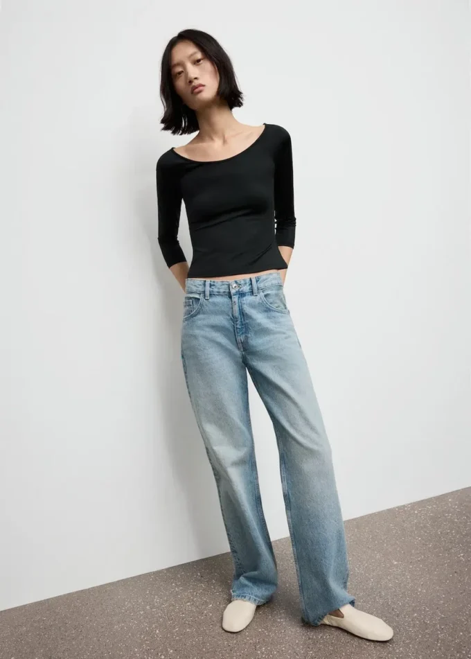 T-shirt con maniche a tre quarti