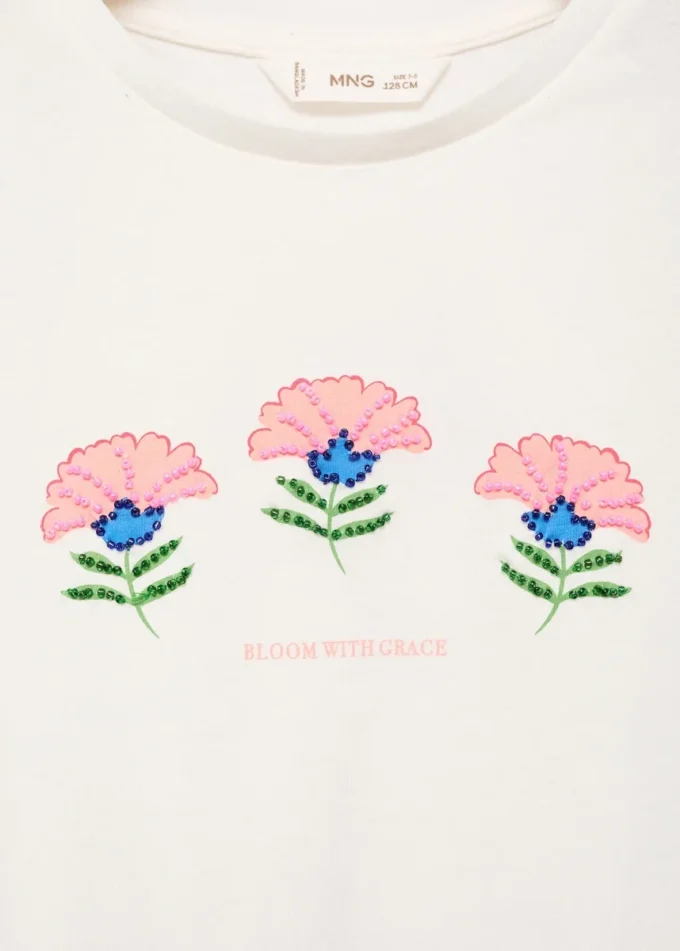 T-shirt con perline stampate T-shirt con perline stampate