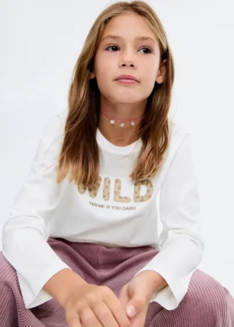 T-shirt con ricamo leopardato T-shirt con ricamo leopardato